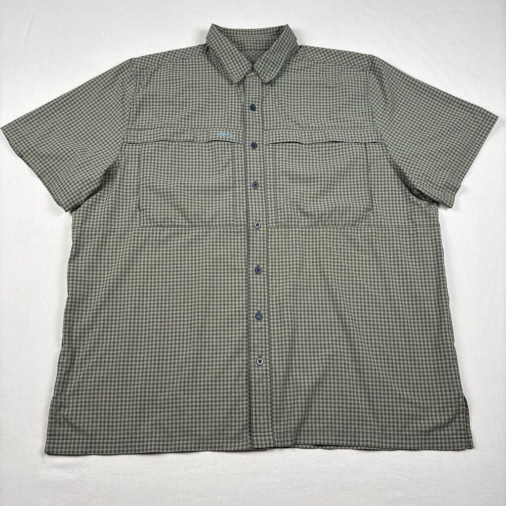 GameGuard Shirt 3XL Olive Gingham Fishing Outdoor Vented Camp Collar Sportsman